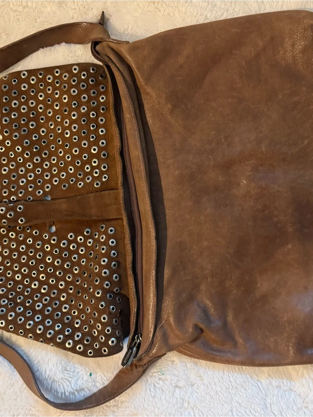 Prune Brown Studded Hobo Bag
